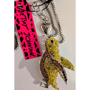 NEW Betsey Johnson Penguin Necklace & Brooch Yellow bird Easter chick wildlife
